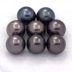Lot of 8 Tahitian Pearls Round C from 9 to 9.2 mm