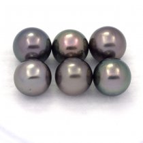 Lot of 6 Tahitian Pearls Round C from 9 to 9.3 mm