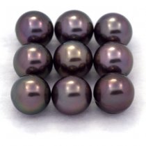 Lot of 9 Tahitian Pearls Round C from 8.5 to 8.8 mm