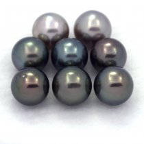 Lot of 8 Tahitian Pearls Round C from 8 to 8.3 mm