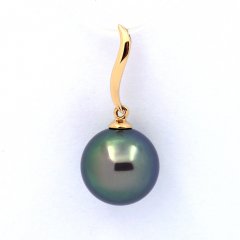 18K solid Gold Pendant and 1 Tahitian Pearl Round B+ 11.2 mm
