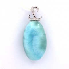 Rhodiated Sterling Silver Pendant and 1 Larimar - 21 x 12.9 x 8 mm - 3.6 gr