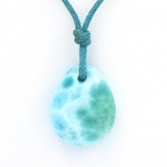 Cotton Necklace and 1 Larimar - 17 x 14 x 6.9 mm - 2.7 gr