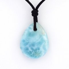 Cotton Necklace and 1 Larimar - 20 x 16 x 5.8 mm - 3.1 gr