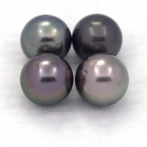 Lot of 4 Tahitian Pearls Round D from 9 to 9.4 mm