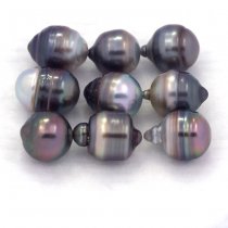 Lot of 9 Tahitian Pearls Ringed C/D from 8 to 8.4 mm