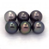 Lot of 6 Tahitian Pearls Round D from 8.1 to 8.4 mm
