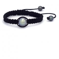 Nylon Bracelet and 1 Tahitian Pearl Near-Round C 12.2 mm + 2 Near-Round C/D 7.5 mm