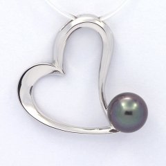 Rhodiated Sterling Silver Pendant and 1 Tahitian Pearl Semi-Baroque B 8.9 mm