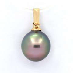 18K solid Gold Pendant and 1 Tahitian Pearl Semi-Baroque B 9.6 mm