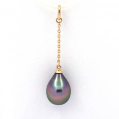 18K solid Gold Pendant and 1 Tahitian Pearl Semi-Baroque A 9.6 mm