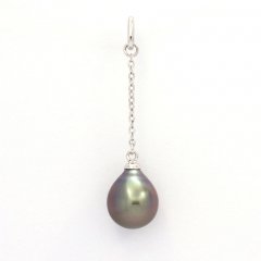 Rhodiated Sterling Silver Pendant and 1 Tahitian Pearl Semi-Baroque A 8.9 mm