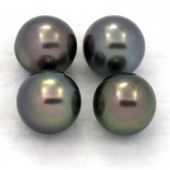 Lot of 4 Tahitian Pearls Round C from 9.2 to 9.3 mm