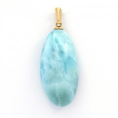 18K Solid Gold Pendant and 1 Larimar - 25.5 x 13 x 7.5 mm - 3.97 gr