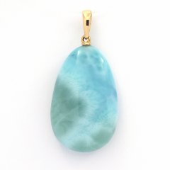 18K Solid Gold Pendant and 1 Larimar - 26.7 x 17 x 7.4 mm - 5.75 gr