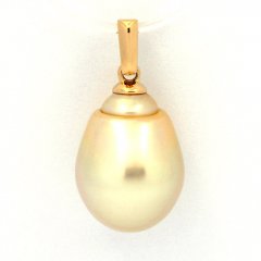 18K solid Gold Pendant and 1 Australian Pearl Baroque B 10.5 mm