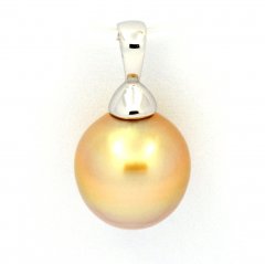 Rhodiated Sterling Silver Pendant and 1 Australian Pearl Semi-Baroque C 10.1 mm