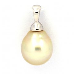 Rhodiated Sterling Silver Pendant and 1 Australian Pearl Semi-Baroque B 10.4 mm