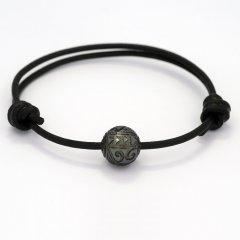 Leather Bracelet and 1 Tahitian Pearl Engraved  11.4 mm