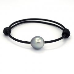 Leather Bracelet and 1 Tahitian Pearl Semi-Baroque C 12.7 mm