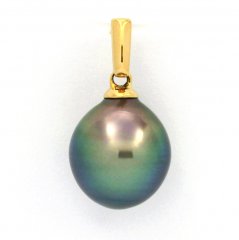 18K solid Gold Pendant and 1 Tahitian Pearl Semi-Baroque C 9.5 mm