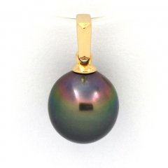 18K solid Gold Pendant and 1 Tahitian Pearl Semi-Baroque B 9.3 mm