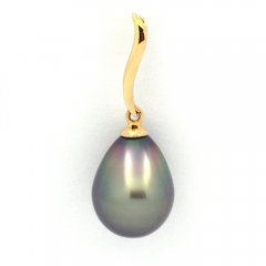 18K solid Gold Pendant and 1 Tahitian Pearl Semi-Baroque B 9.9 mm