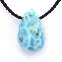 Cotton Necklace and 1 Larimar - 38 x 23 x 18 mm - 26.3 gr