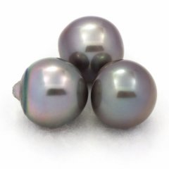 Lot of 3 Tahitian Pearls Semi-Baroque C from 12.1 to 12.3 mm