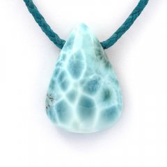 Cotton Necklace and 1 Larimar - 33 x 23 x 11 mm - 13.9 gr