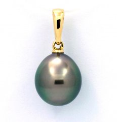 18K solid Gold Pendant and 1 Tahitian Pearl Semi-Baroque A 9.5 mm