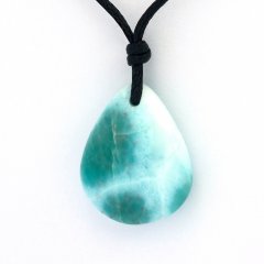 Cotton Necklace and 1 Larimar - 22 x 17 x 6 mm - 3.9 gr