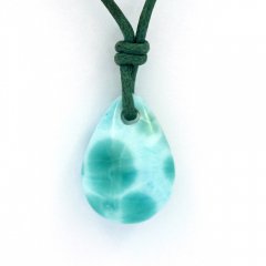 Cotton Necklace and 1 Larimar - 16 x 12 x 6 mm - 2 gr