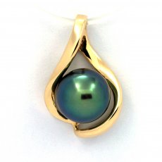 Gold 14k Pendant and 1 Tahitian Pearl Round B+ 9 mm