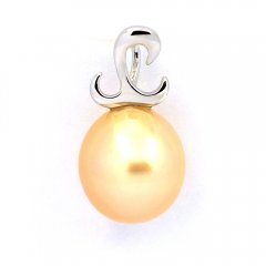 Rhodiated Sterling Silver Pendant and 1 Australian Pearl Semi-Baroque B 9.7 mm