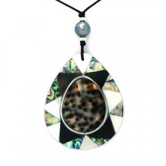Cotton Necklace and 1 Tahitian Pearl Near-Round C 9.4 mm