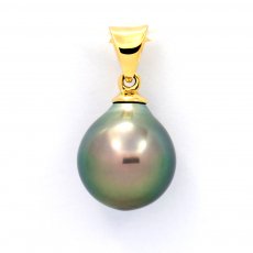18K solid Gold Pendant and 1 Tahitian Pearl Semi-Baroque A/B 9.7 mm