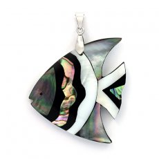 Tahitian Mother-of-Pearl, Abalone and Silver pendant
