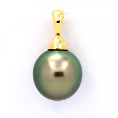 18K solid Gold Pendant and 1 Tahitian Pearl Semi-Baroque A 10 mm