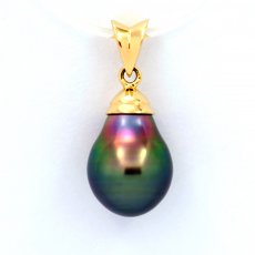 18K solid Gold Pendant and 1 Tahitian Pearl Semi-Baroque A+ 9.1 mm