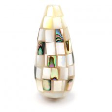 White Mother of pearl and Abalone mosaic drop shape - 35 x 16 mm