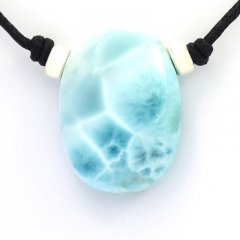Cotton Necklace and 1 Larimar - 28 x 21 x 10 mm - 11.2 gr