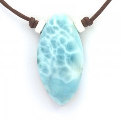 Cotton Necklace and 1 Larimar - 40 x 20 x 9.5 mm - 13.4 gr