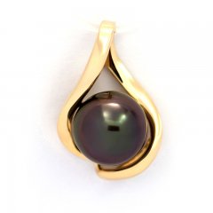 Gold 14k Pendant and 1 Tahitian Pearl Round B+ 9.4 mm