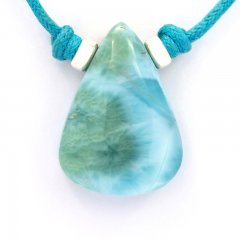 Cotton Necklace and 1 Larimar - 26 x 19 x 8.8 mm - 7.3 gr
