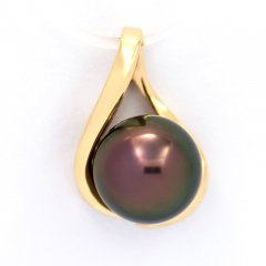 Gold 14k Pendant and 1 Tahitian Pearl Round B 9 mm
