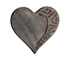 Tahitian Mother-of-pearl heart shape engraved - 26 x 26 mm