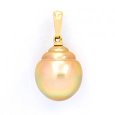 18K solid Gold Pendant and 1 Australian Pearl Ringed B 12.2 mm