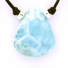 Cotton Necklace and 1 Larimar - 30 x 25 x 9.8 mm - 12.4 gr