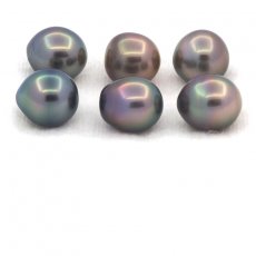 Lot of 6 Tahitian Pearls Semi-Baroque B from 9.5 to 9.8 mm